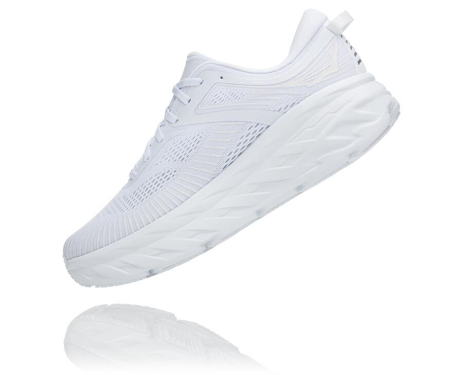 Hoka One One Mens Running Shoes - Bondi 7 - White - ZWAL47915
